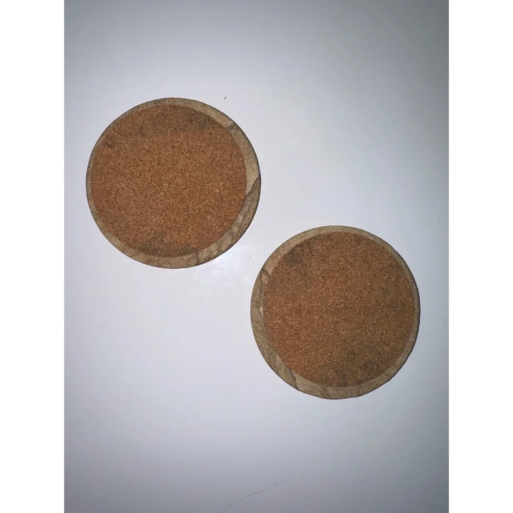 Southwestern Stone Coasters Set of 2 Round Geometric Sunburst Cork Back 4 Inch